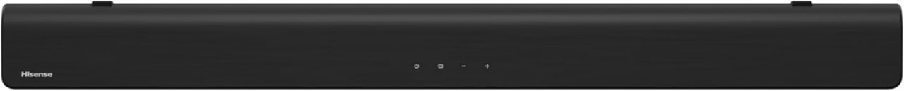Vista frontal de la barra de sonido Hisense HS205G en un salón moderno