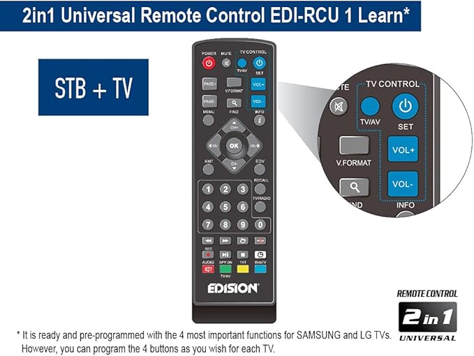 Mando a distancia 2 en 1 del Edision Nano T265+