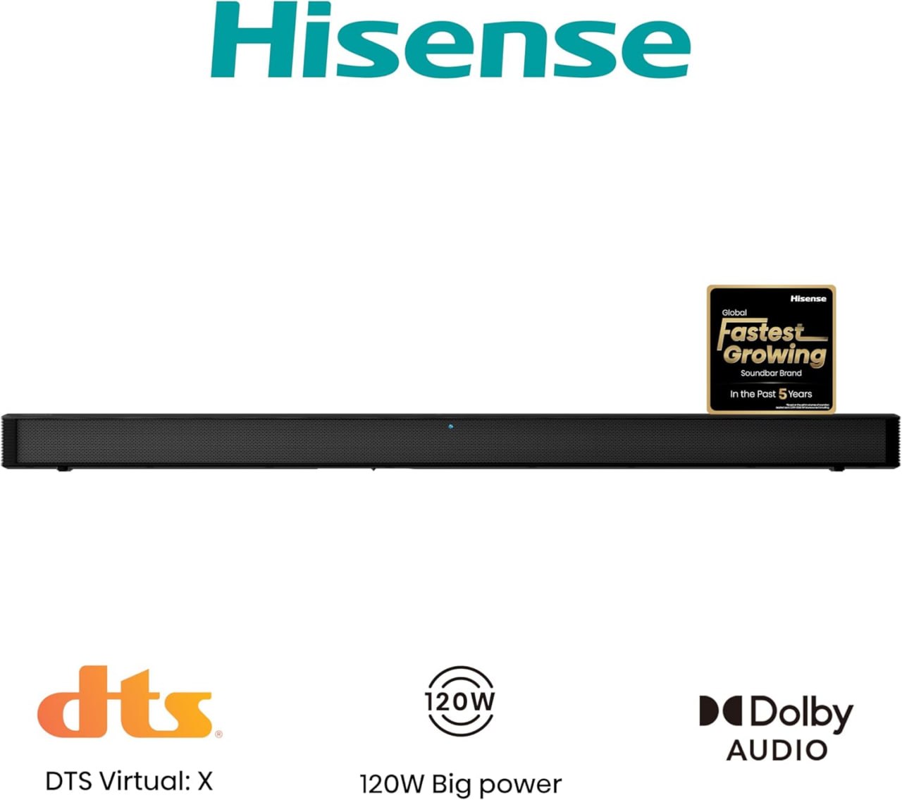 Detalle de la rejilla y logo de Hisense HS205G